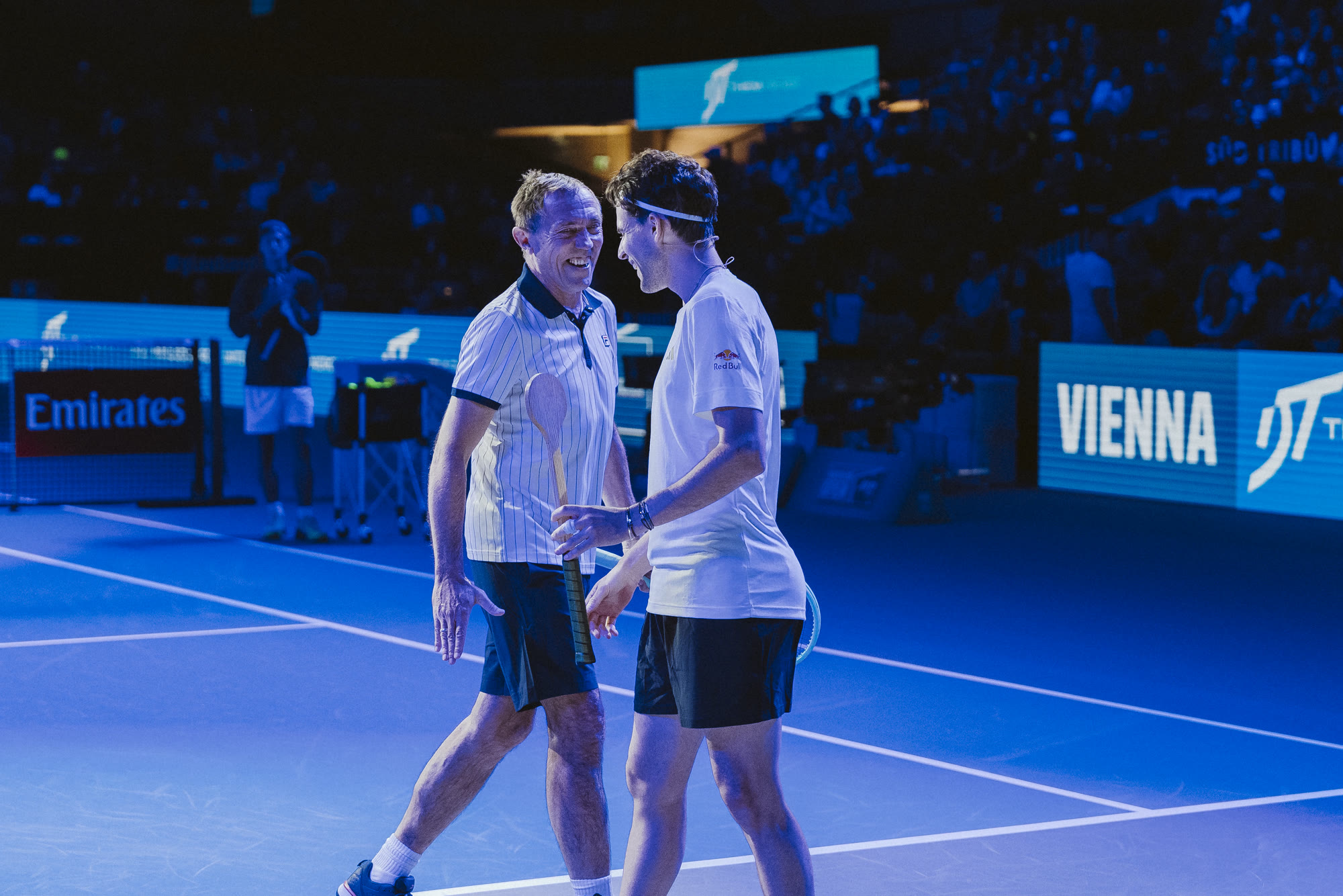 Dominic Thiem mit seinem Spielpartner auf dem Center Court